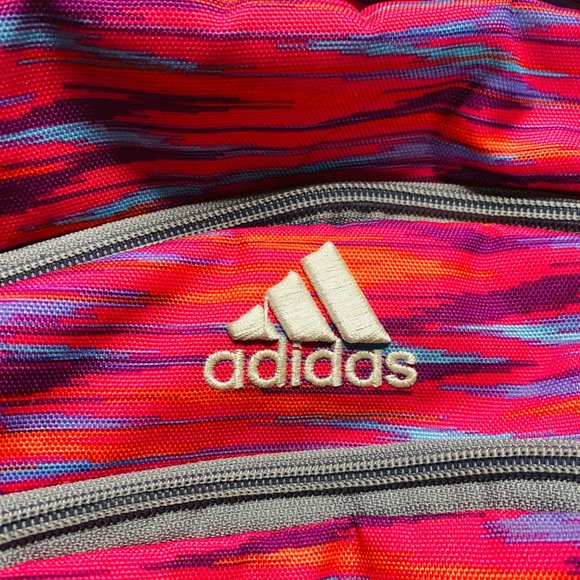 Adidas Load Spring Stipes Backpack School Bag Gray Pink Orange Blue - Picture 6 of 13